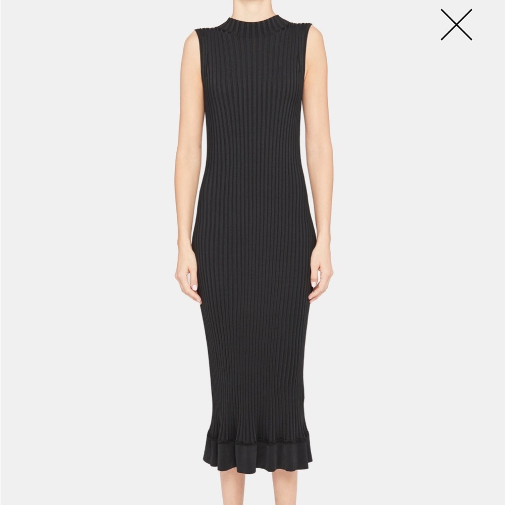 Theory Flared Ribbed Dress in Stretch Knit